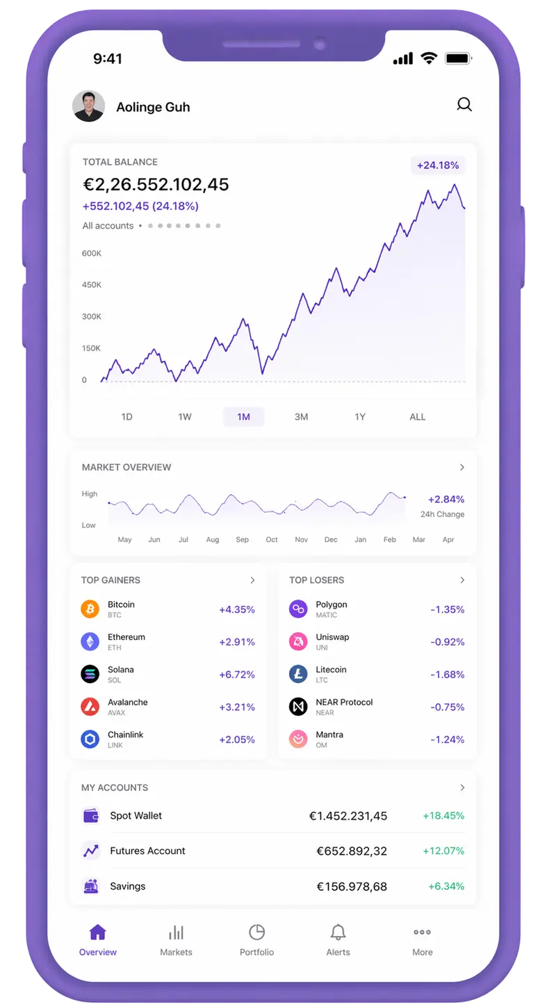 Rentaurel mobile app showing portfolio overview